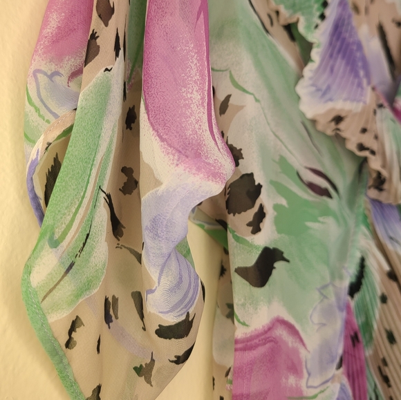 Rare Vintage Miss Dior lavender, sage, pink tulip floral lingerie Blouse - Picture 7 of 11